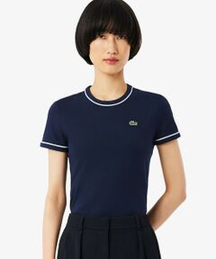 LACOSTE / ラコステ Tシャツ | レーヨンブレンドトリム 配色ライン半袖Tシャツ