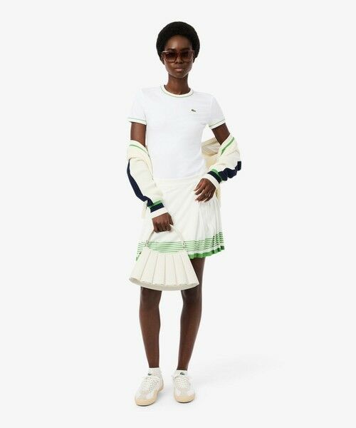 LACOSTE / ラコステ Tシャツ | レーヨンブレンドトリム 配色ライン半袖Tシャツ | 詳細4