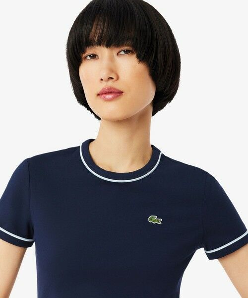 LACOSTE / ラコステ Tシャツ | レーヨンブレンドトリム 配色ライン半袖Tシャツ | 詳細5