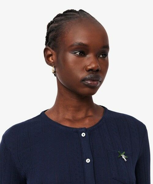 LACOSTE / ラコステ カーディガン・ボレロ | 透かし編みブランドネーム ニットカーディガン | 詳細3