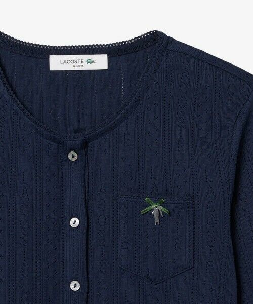 LACOSTE / ラコステ カーディガン・ボレロ | 透かし編みブランドネーム ニットカーディガン | 詳細6