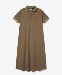 LACOSTE / ラコステ ミニ丈・ひざ丈ワンピース | ラインリブスキッパーネック鹿の子ポロドレス