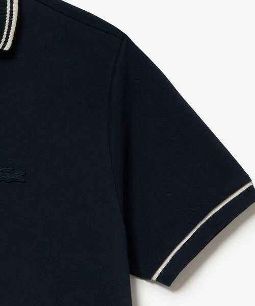 LACOSTE / ラコステ ミニ丈・ひざ丈ワンピース | ラインリブスキッパーネック鹿の子ポロドレス | 詳細4