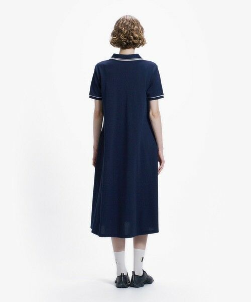 LACOSTE / ラコステ ロング・マキシ丈ワンピース | ラインリブスキッパーネック鹿の子ポロドレス / ポロワンピース | 詳細3