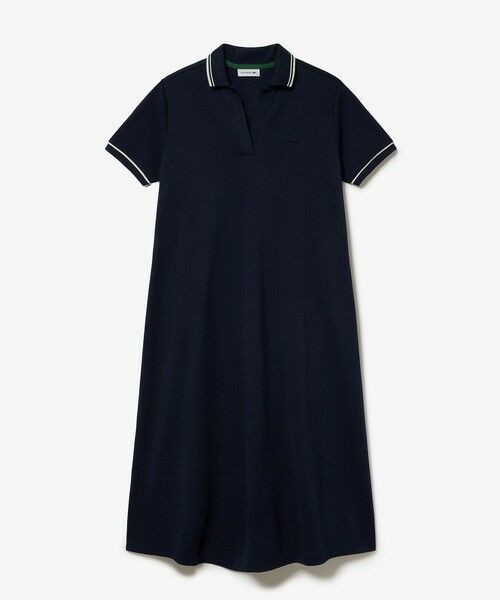 LACOSTE / ラコステ ロング・マキシ丈ワンピース | ラインリブスキッパーネック鹿の子ポロドレス / ポロワンピース | 詳細5