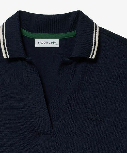 LACOSTE / ラコステ ミニ丈・ひざ丈ワンピース | ラインリブスキッパーネック鹿の子ポロドレス | 詳細2