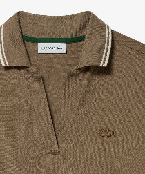 LACOSTE / ラコステ ロング・マキシ丈ワンピース | ラインリブスキッパーネック鹿の子ポロドレス / ポロワンピース | 詳細11