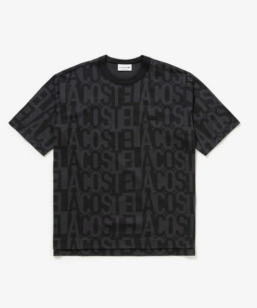 LACOSTE / ラコステ Tシャツ | クールマックスブランドネームロゴ総柄Tシャツ（ブラック）