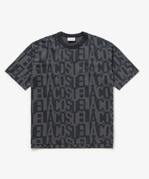 LACOSTE / ラコステ Tシャツ | クールマックスブランドネームロゴ総柄Tシャツ（チャコール）