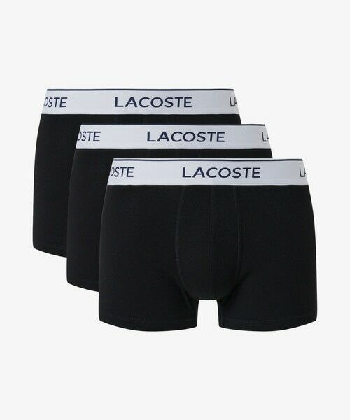 LACOSTE / ラコステ ボクサーパンツ・ブリーフ | 配色ロゴウエストバンドトランクショーツ3枚セット（ブラック）