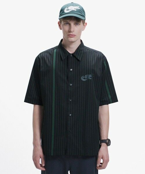 LACOSTE / ラコステ シャツ・ブラウス | パネルストライプ オープンシャツ(ブラック)