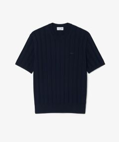 LACOSTE / ラコステ ニット・セーター | レーヨンブレンド ストライプ リブニットショートスリーブセーター