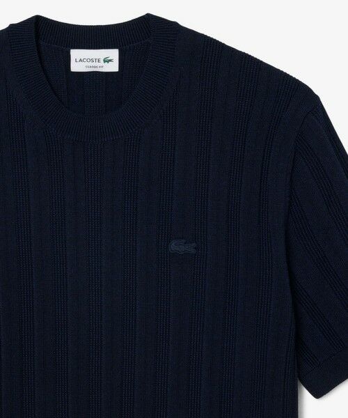 LACOSTE / ラコステ ニット・セーター | レーヨンブレンド ストライプ リブニットショートスリーブセーター | 詳細9