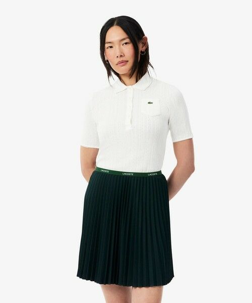 LACOSTE / ラコステ ポロシャツ | 透かし編みブランドネームロゴニットポロシャツ | 詳細1