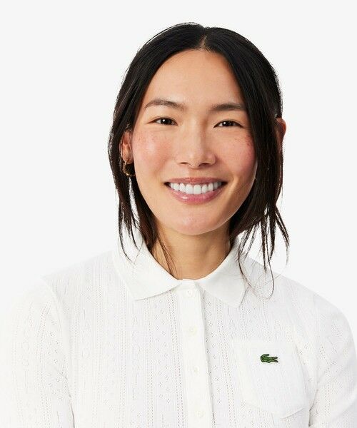 LACOSTE / ラコステ ポロシャツ | 透かし編みブランドネームロゴニットポロシャツ | 詳細2