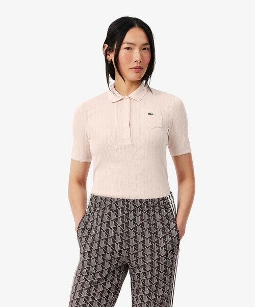 LACOSTE / ラコステ ポロシャツ | 透かし編みブランドネームロゴニットポロシャツ | 詳細9