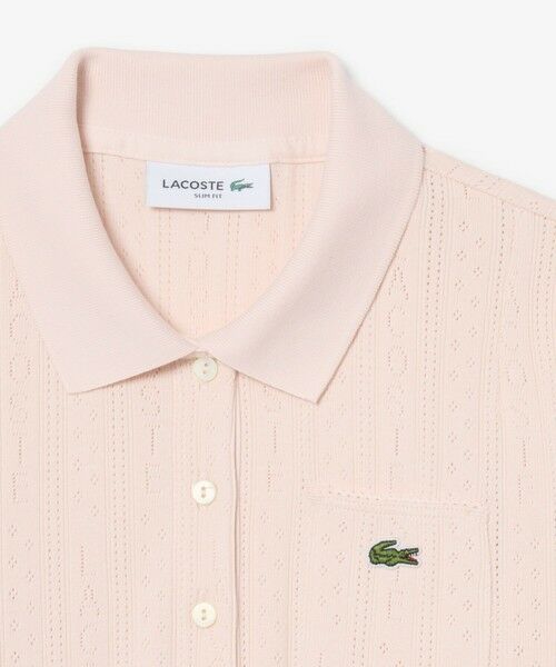LACOSTE / ラコステ ポロシャツ | 透かし編みブランドネームロゴニットポロシャツ | 詳細13