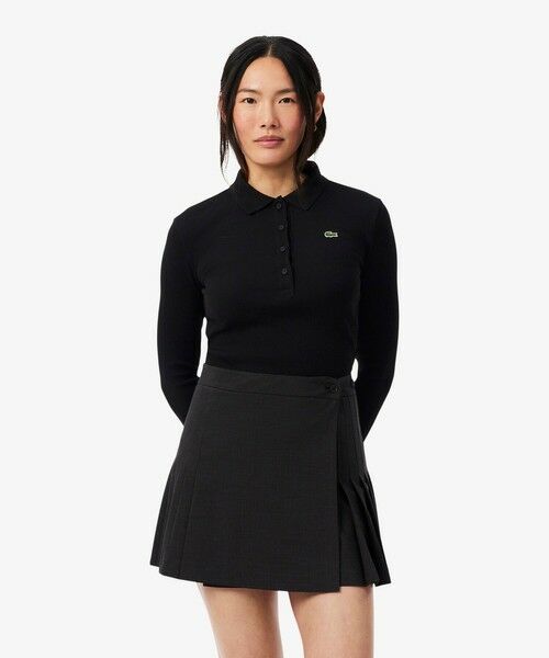 LACOSTE / ラコステ ポロシャツ | スリムフィット ロングスリーブリブニットポロシャツ（ブラック）
