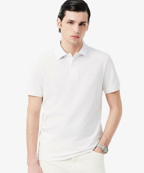 LACOSTE / ラコステ ポロシャツ | ネームジャカードカラーポロシャツ（ホワイト）