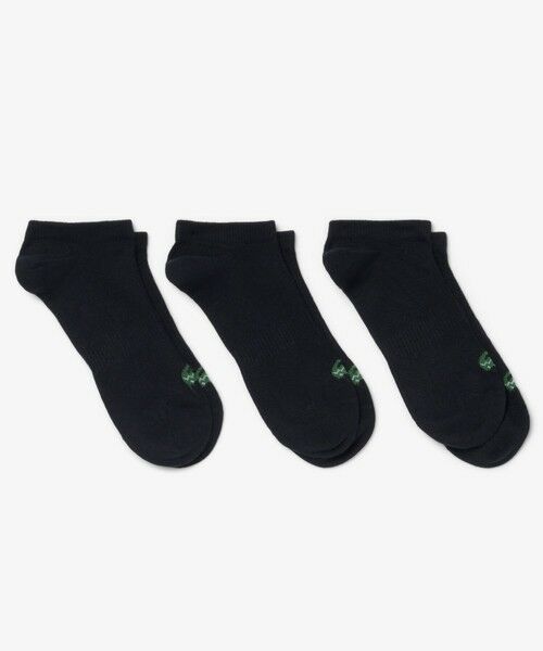 LACOSTE / ラコステ ソックス | ワニロゴジャカード 3足ショートソックスセット（ブラック）