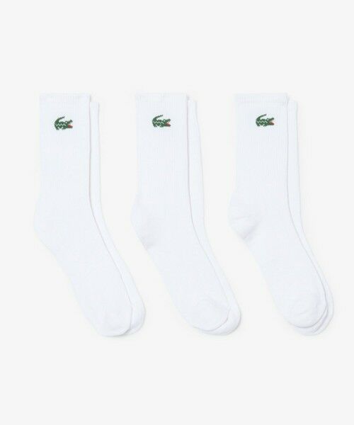 LACOSTE / ラコステ ソックス | ワニロゴジャカード スポーツソックス3足セット 底パイル仕立て（ホワイト）