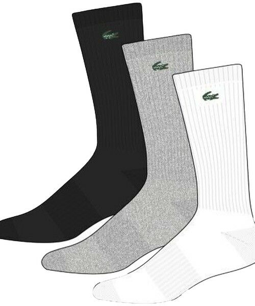 LACOSTE / ラコステ ソックス | ワニロゴジャカード スポーツソックス3足セット 底パイル仕立て（ホワイト系その他）