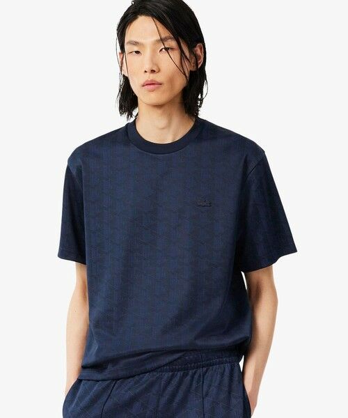 LACOSTE / ラコステ Tシャツ | モノグラムジャカードTシャツ（ネイビー）