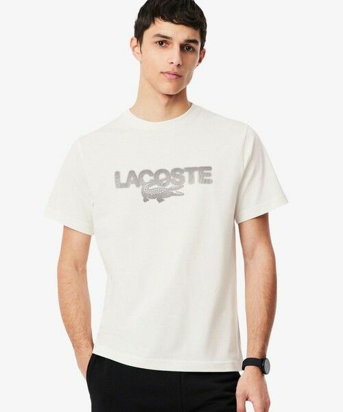 LACOSTE / ラコステ Tシャツ | グラフィックプリントコットンTシャツ（オフホワイト）