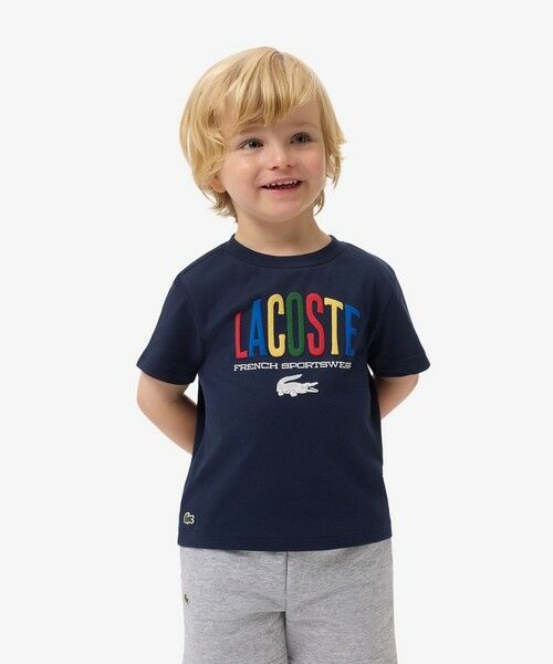 LACOSTE / ラコステ Tシャツ | 【EC限定】BOYSマルチカラーブランドネームロゴTシャツ（ネイビー）
