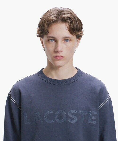 LACOSTE / ラコステ スウェット | エンザイムウォッシュ テクスチャーロゴ ヴィンテージクルーネックスウェット | 詳細4