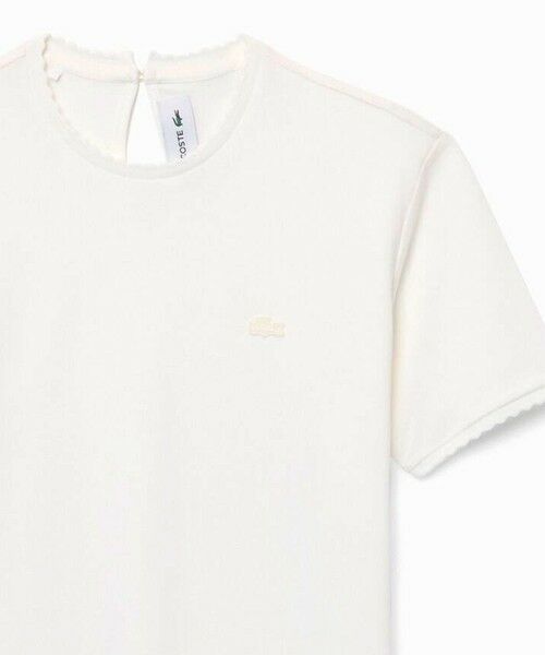 LACOSTE / ラコステ Tシャツ | スカラップエッジデザイン フリルフェミニン半袖Tシャツ（オフホワイト）