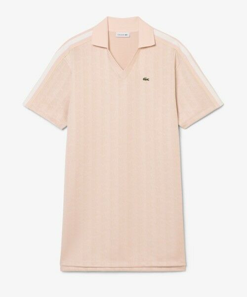 LACOSTE / ラコステ ミニ丈・ひざ丈ワンピース | モノグラムジャカードスキッパーネックポロドレス（ピンクベージュ）
