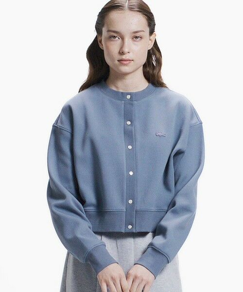 LACOSTE / ラコステ カーディガン・ボレロ | ショート丈ダブルフェイスカーディガン(ブルーグレー)