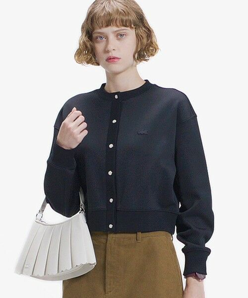 LACOSTE / ラコステ カーディガン・ボレロ | ショート丈ダブルフェイスカーディガン(ブラック)