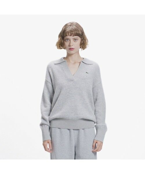 LACOSTE / ラコステ ニット・セーター | ラメミックススキッパーニットプルオーバー（ライトグレー）