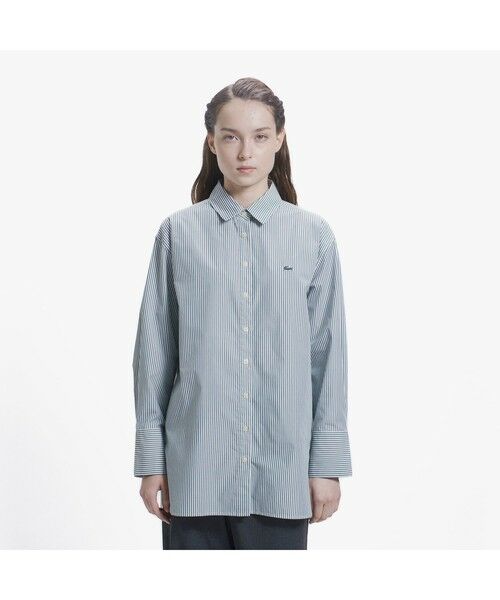 LACOSTE / ラコステ シャツ・ブラウス | ストライプロングシャツ（ダークグリーン）