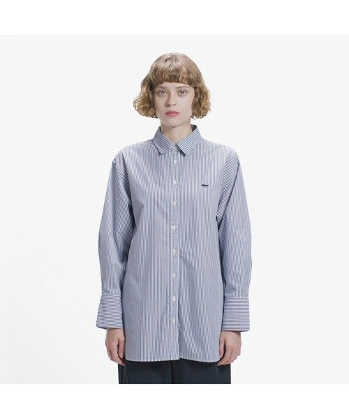 LACOSTE / ラコステ シャツ・ブラウス | ストライプロングシャツ（ネイビー）