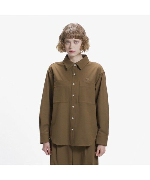 LACOSTE / ラコステ シャツ・ブラウス | ストレッチツイルミリタリーシャツ（ブラウン）