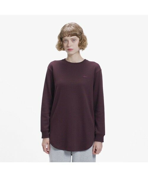 LACOSTE / ラコステ Tシャツ | ラウンドヘム ワッフルロングスリーブTシャツ（バーガンディー）