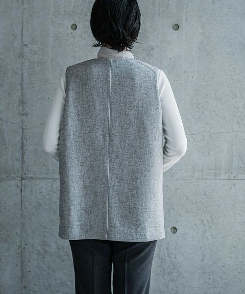 la.f...(大きいサイズ) / ラ・エフ(おおきいサイズ) シャツ・ブラウス | 【大きいサイズ/洗濯機で洗える】キーホールネックMIXツィードブラウスジレ | 詳細7