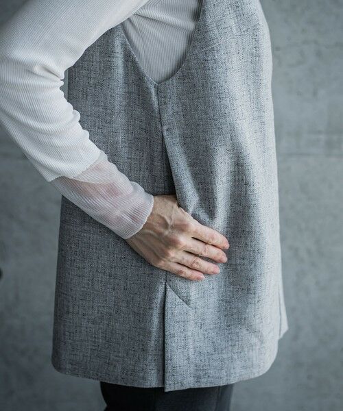 la.f...(大きいサイズ) / ラ・エフ(おおきいサイズ) シャツ・ブラウス | 【大きいサイズ/洗濯機で洗える】キーホールネックMIXツィードブラウスジレ | 詳細9