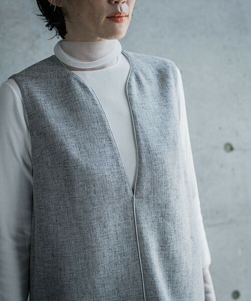 la.f...(大きいサイズ) / ラ・エフ(おおきいサイズ) シャツ・ブラウス | 【大きいサイズ/洗濯機で洗える】キーホールネックMIXツィードブラウスジレ | 詳細10