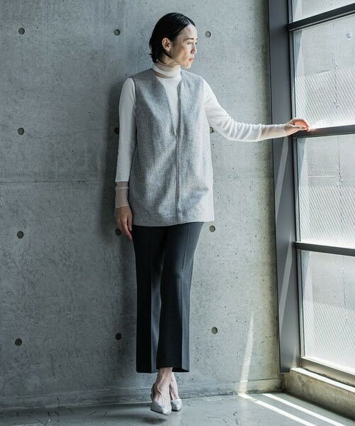 la.f...(大きいサイズ) / ラ・エフ(おおきいサイズ) シャツ・ブラウス | 【大きいサイズ/洗濯機で洗える】キーホールネックMIXツィードブラウスジレ | 詳細1