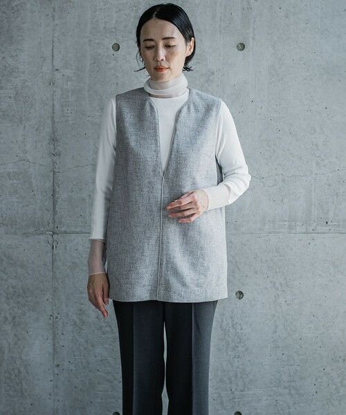 la.f...(大きいサイズ) / ラ・エフ(おおきいサイズ) シャツ・ブラウス | 【大きいサイズ/洗濯機で洗える】キーホールネックMIXツィードブラウスジレ | 詳細5