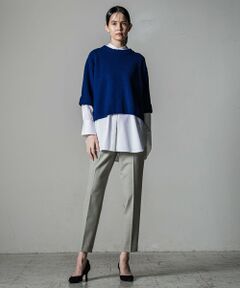 la.f...(大きいサイズ) / ラ・エフ(おおきいサイズ) シャツ・ブラウス | 【大きいサイズ】シャツライクジャージバンドカラーブラウス≪洗濯機で洗える≫