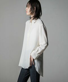 la.f...(大きいサイズ) / ラ・エフ(おおきいサイズ) シャツ・ブラウス | 【大きいサイズ】【洗濯機で洗える/抗ピル機能/防シワ性/吸水速乾/2WAYストレッチ】とろみ素材メランジツイルシャツ