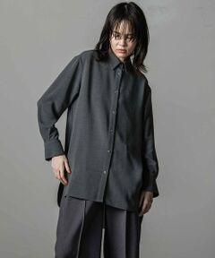 la.f...(大きいサイズ) / ラ・エフ(おおきいサイズ) シャツ・ブラウス | 【大きいサイズ】【洗濯機で洗える/抗ピル機能/防シワ性/吸水速乾/2WAYストレッチ】とろみ素材メランジツイルシャツ