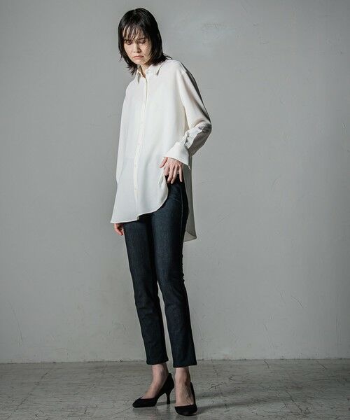 la.f...(大きいサイズ) / ラ・エフ(おおきいサイズ) シャツ・ブラウス | 【大きいサイズ】【洗濯機で洗える/抗ピル機能/防シワ性/吸水速乾/2WAYストレッチ】とろみ素材メランジツイルシャツ | 詳細2