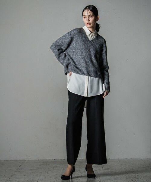 la.f...(大きいサイズ) / ラ・エフ(おおきいサイズ) シャツ・ブラウス | 【大きいサイズ】【洗濯機で洗える/抗ピル機能/防シワ性/吸水速乾/2WAYストレッチ】とろみ素材メランジツイルシャツ | 詳細13