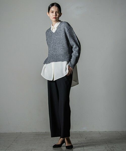 la.f...(大きいサイズ) / ラ・エフ(おおきいサイズ) シャツ・ブラウス | 【大きいサイズ】【洗濯機で洗える/抗ピル機能/防シワ性/吸水速乾/2WAYストレッチ】とろみ素材メランジツイルシャツ | 詳細14